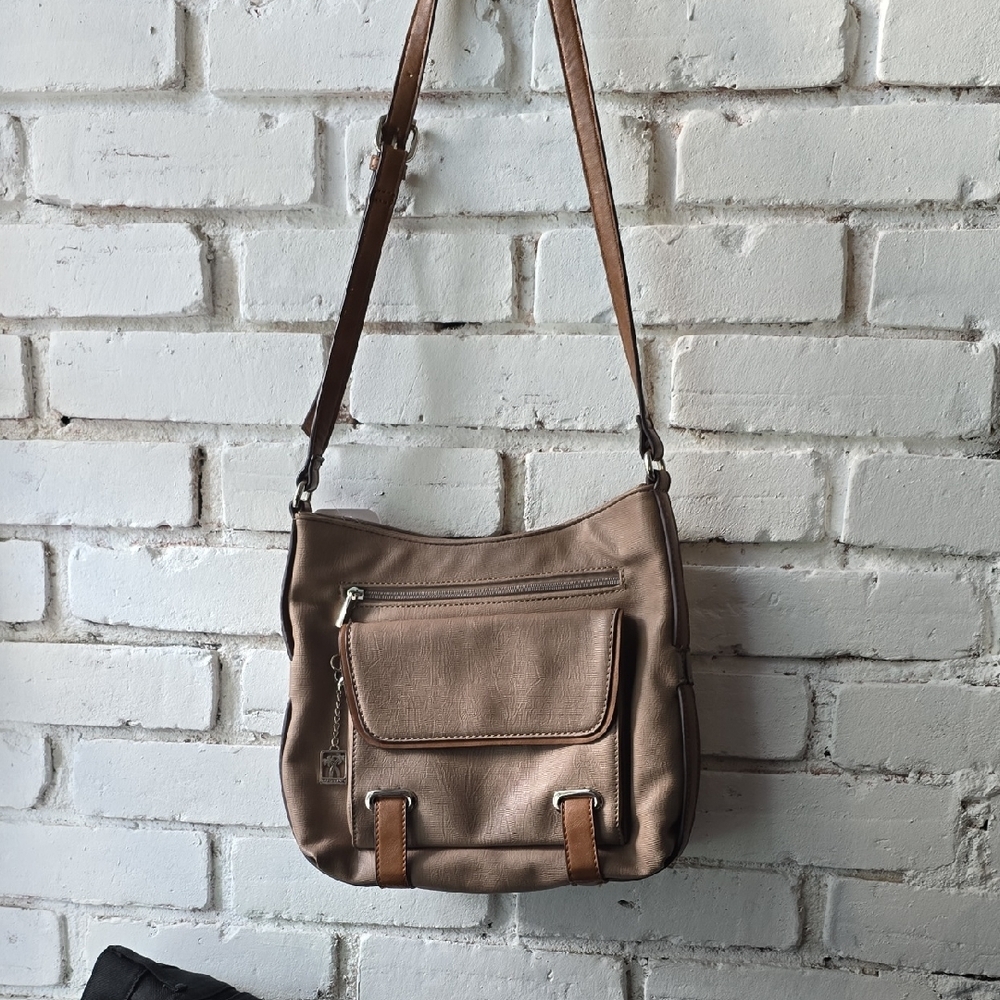 Taupe Shoulder Bag with Front Pocket - Unbranded